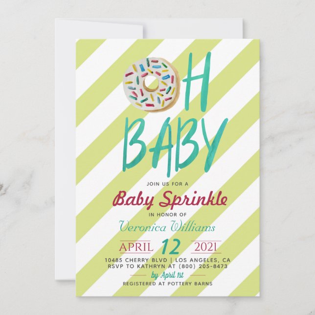 Convite para Chá de fraldas de Sprinkle de Bebê ro (Frente)