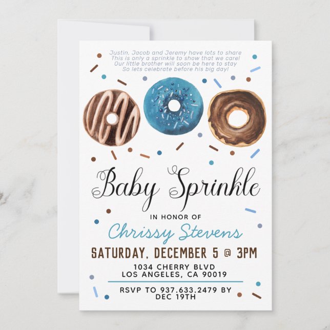 Convite para Chá de fraldas de Sprinkle de Bebê ro (Frente)