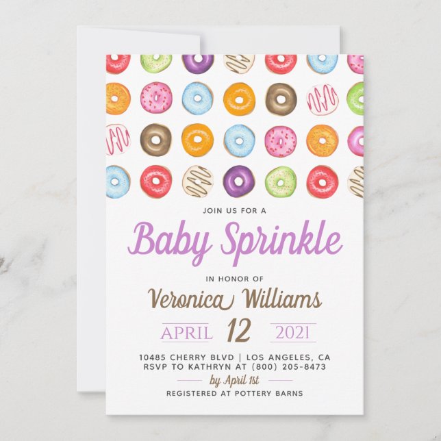 Convite para Chá de fraldas de Sprinkle de Bebê ro (Frente)