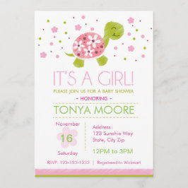 Convite para Chá de fraldas de Tartaruga Rosa