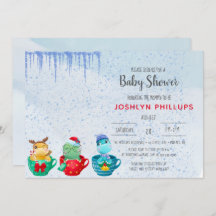 Convite para Chá de fraldas de Teacup de Dinossaur