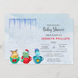 Convite para Chá de fraldas de Teacup de Dinossaur