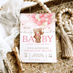 Convite para Chá de fraldas de Teddy Bear Balloon 