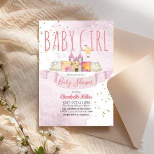 Convite para Chá de fraldas de Tema da Princesa