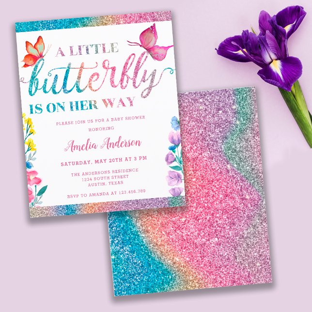 Convite para Chá de fraldas de Tema de Borboleta d (Criador carregado)