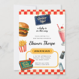 Convite para Chá de fraldas de Tema do Diner