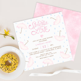 Convite para Chá de fraldas de Tipografia Rosa Mod