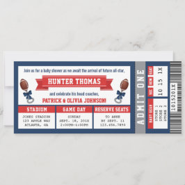 Convite para Chá de fraldas de tíquete desportivo,