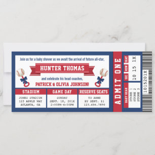 Convite para Chá de fraldas de tíquete desportivo,