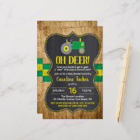 Convite para Chá de fraldas de Trator Amarelo Verd