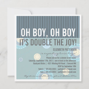 Convite para Chá de fraldas de Twin Boy da Mãe M
