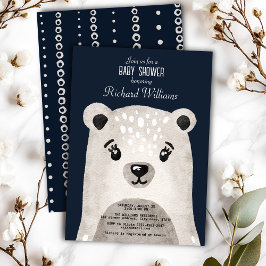 Convite para chá de fraldas de um urso de aquarela