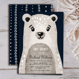 Convite para chá de fraldas de um urso de aquarela