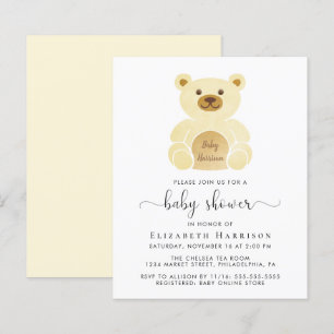 Convite para Chá de fraldas de Urso Amarelo de Ted