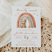 Convite para Chá de fraldas de Urso Boho | Bebê