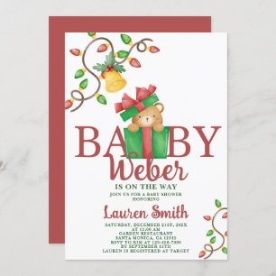 Convite para Chá de fraldas de Urso de Natal