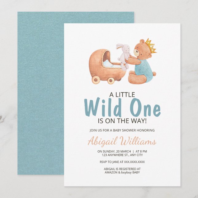 Convite para Chá de fraldas de Urso de Película Se (Frente/Verso)