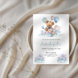 Convite para Chá de fraldas de Urso de Teddy