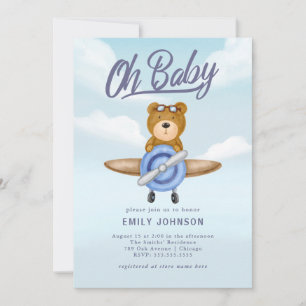 Convite para Chá de fraldas de Urso de Teddy de Av