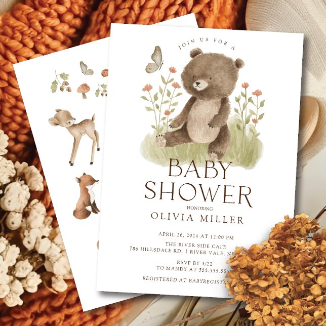 Convite para Chá de fraldas de Urso Maravilha Wood (Criador carregado)