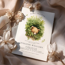 Convite para Chá de fraldas de Urso Marrom Shy Wat