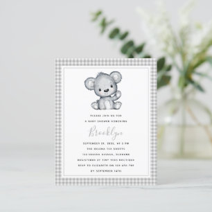 Convite para Chá de fraldas de Urso Prateado do OR