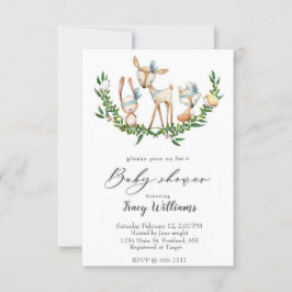 Convite para chá de fraldas de veado de aquarela