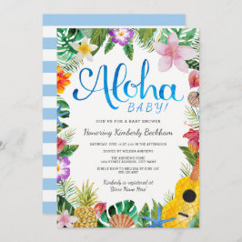 Convite para Chá de fraldas de Watercolor Luau | A