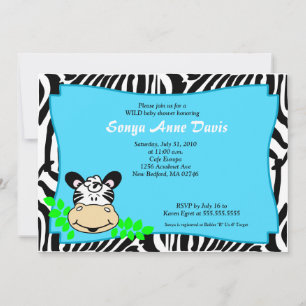 Convite para Chá de fraldas de Zebra Stripe 5x7 d