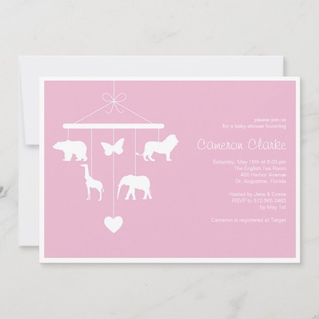 Convite para Chá de fraldas de Zoo Mobile (Frente)