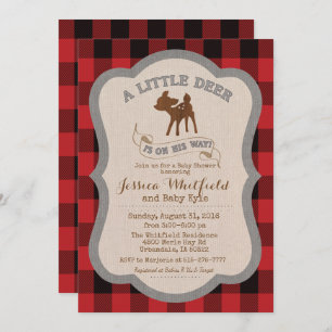 Convite para Chá de fraldas Deer Rustic