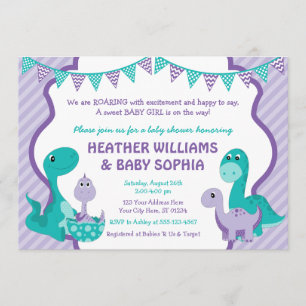 Convite para Chá de fraldas Dinossauro com Envelo