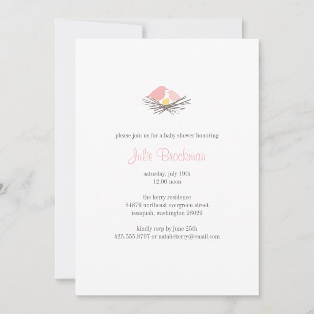 Convite para Chá de fraldas do Aninho de Aves (Frente)