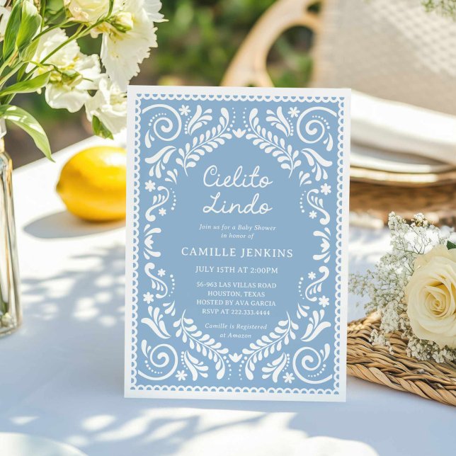 Convite para Chá de fraldas do Blue Cielito Lindo  (Blue Cielito Lindo Boy Baby Shower Invitation)