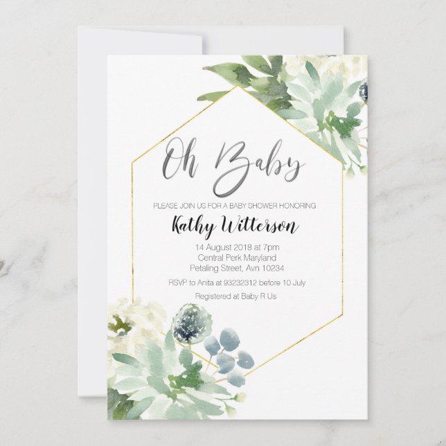 Convite para chá de fraldas do Cactus mexicano (Frente)