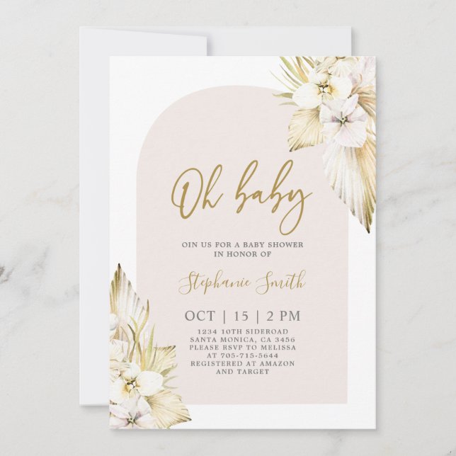 Convite para Chá de fraldas do Deserto da Boêmia (Frente)