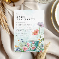 Convite para Chá de fraldas do Floral Tea Party