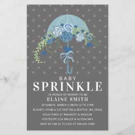 Convite para Chá de fraldas do guarda-chuva azul d