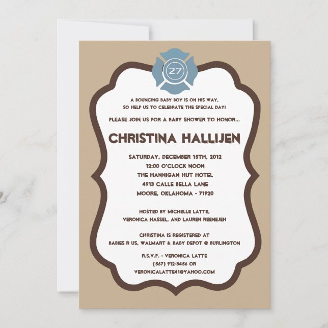 Convite para Chá de fraldas do Motor de Fogo Nojo  (Frente)