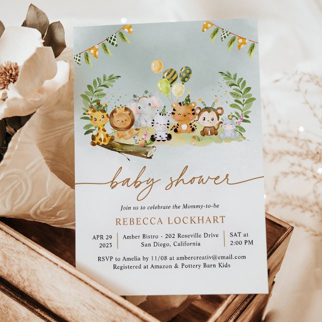 Convite para Chá de fraldas do Partido Safari Selg (Criador carregado)