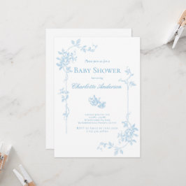 Convite para Chá de fraldas do Tea Party Azul