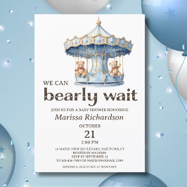 Convite para Chá de fraldas do Teddy Bear Twin Boy