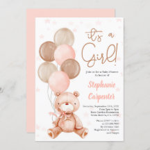 Convite para Chá de fraldas do Urso de Teddy