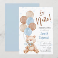 Convite para Chá de fraldas do Urso de Teddy em Es