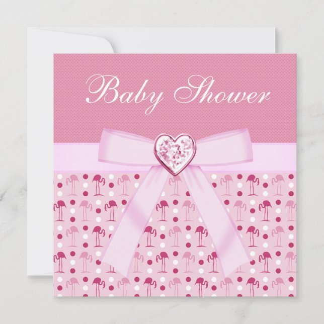 Convite para Chá de fraldas do Wonderland Flamingo (Frente)