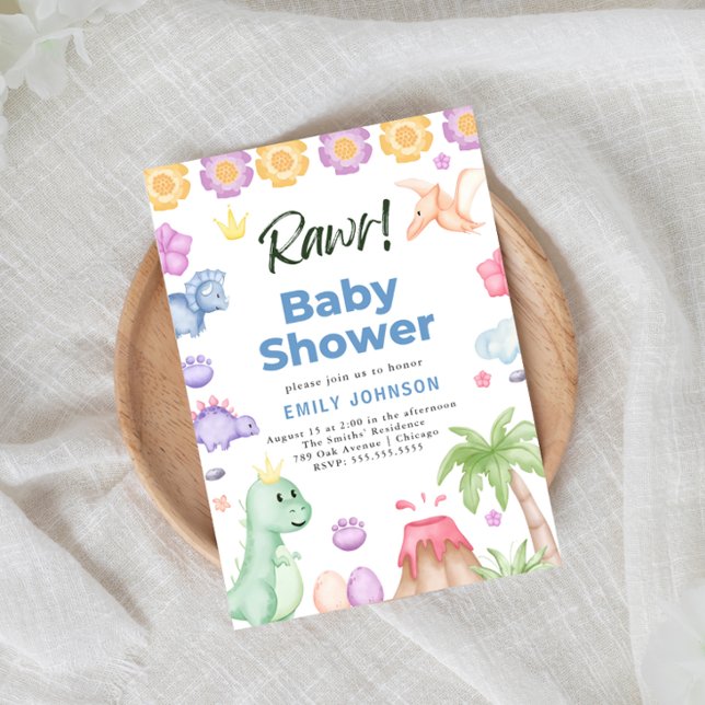 Convite para Chá de fraldas dos Dinossauros Bons (Criador carregado)