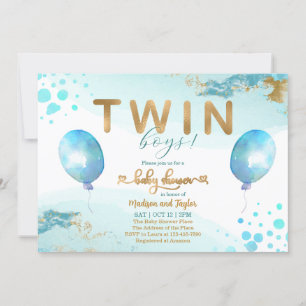 Convite para Chá de fraldas Dourado Twin Boy do Ba