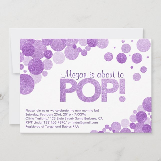 Convite para chá de fraldas Ela está prestes a Pop (Frente)