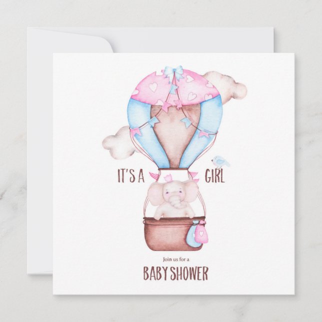 Convite para Chá de fraldas Elefante (Frente)