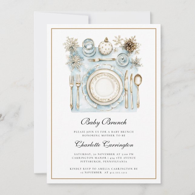 Convite para Chá de fraldas Elegante Holiday Baby  (Frente)
